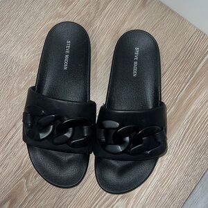 steve madden black slides size 10